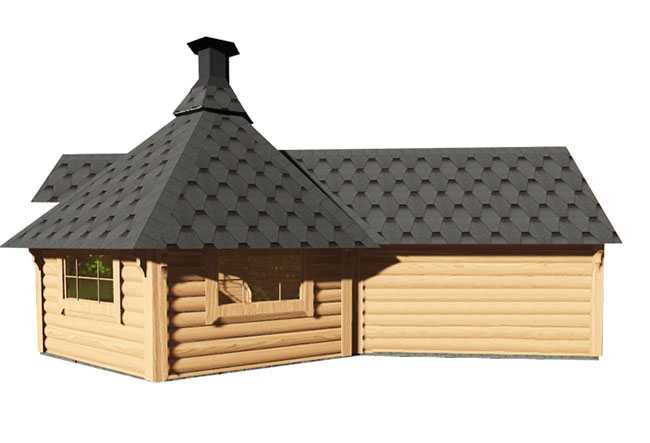 casetta in legno con barbecue e sauna Dione