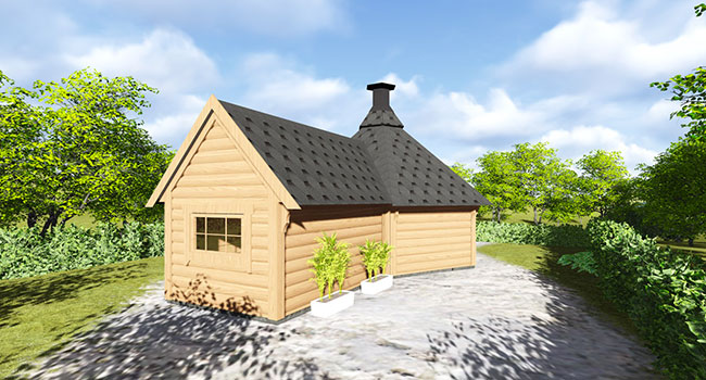 Casetta in legno Dione con barbecue e sauna