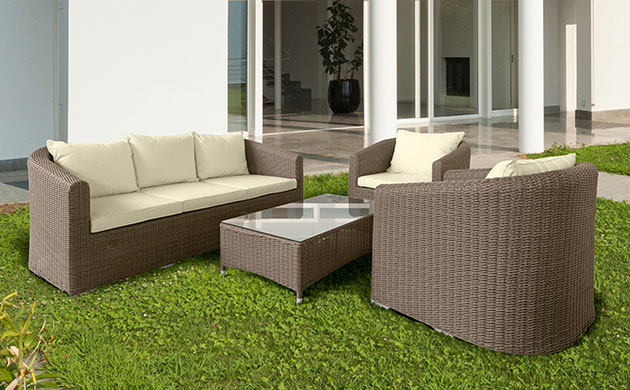 Salotto da giardino in wicker FIRENZE colore TAUPE