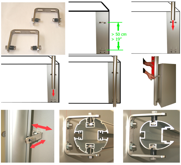 Palo e accessori per fissaggio Ombrellone PARAFLEX fissaggio a parete