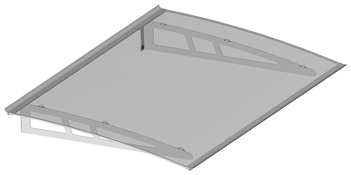 Pensilina in policarbonato e alluminio P 100 x L 140 cm, copertura trasparente