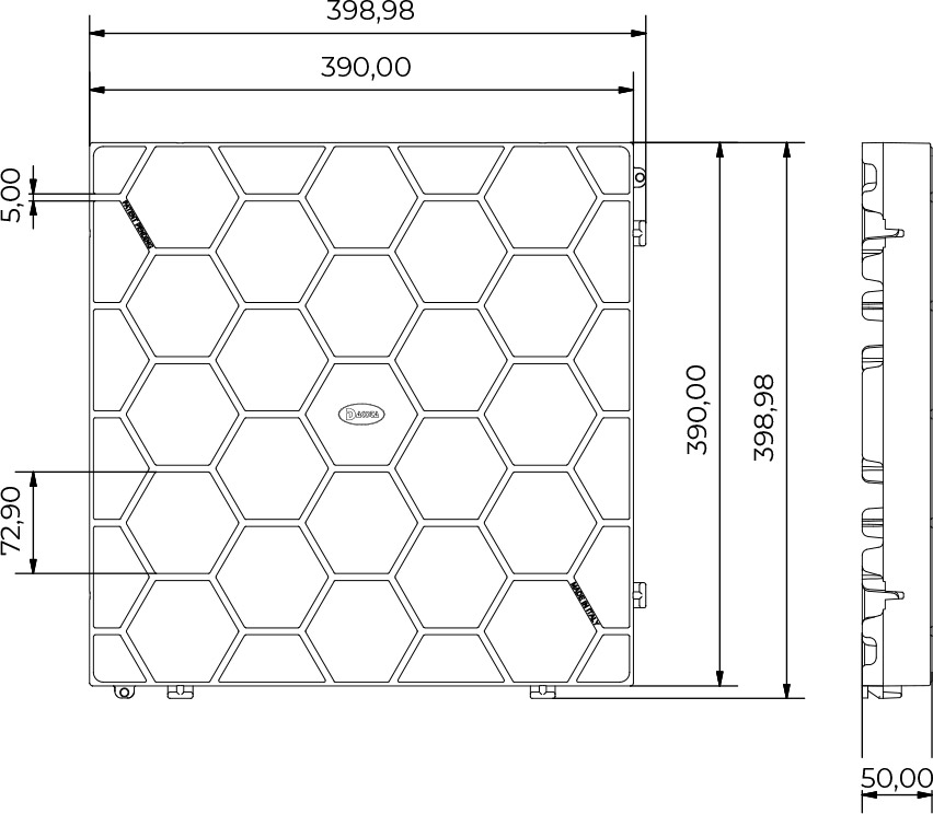 Dimensioni Mattonella in PVC ad incastro con motivo esagonale - 40 x 40 cm