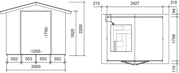 Dimensioni casetta in legno milan