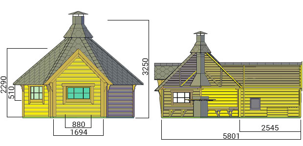 dimensioni casetta con barbecue e sauna dione