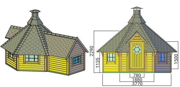 dimensioni casetta con barbecue e sauna dione