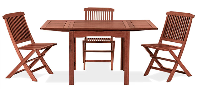 Tavolo da giardino in legno keruing PALMA e sedie Magnolia