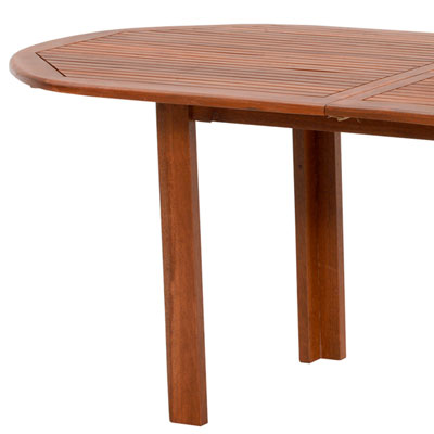 Tavolo in legno keruing PAPAVERO, richiudibile ed allungabile