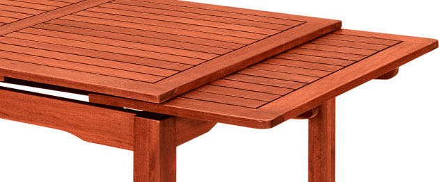 Tavolo in legno di keruing THUJA, rettangolare allungabile