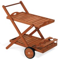 Carrello bar in legno di keruing GINEPRO con ruote